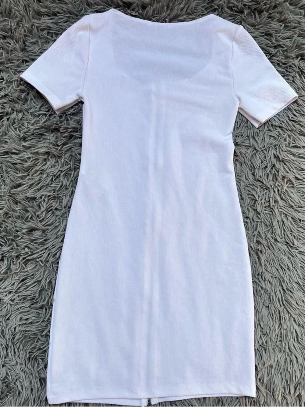 Zara White Zip-Front Scoop Neck Mini Dress - Picture 3 of 8